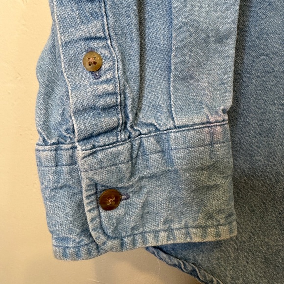 RTW | VTG Scout Patches Chambray Button Up Unisex Uniform Work Shacket Shirt - Picture 5 of 16